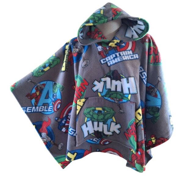 Handmade Avengers Fleece Poncho M Medium Cape With Hood & Pocket Hulk Iron Man - Picture 2 of 16